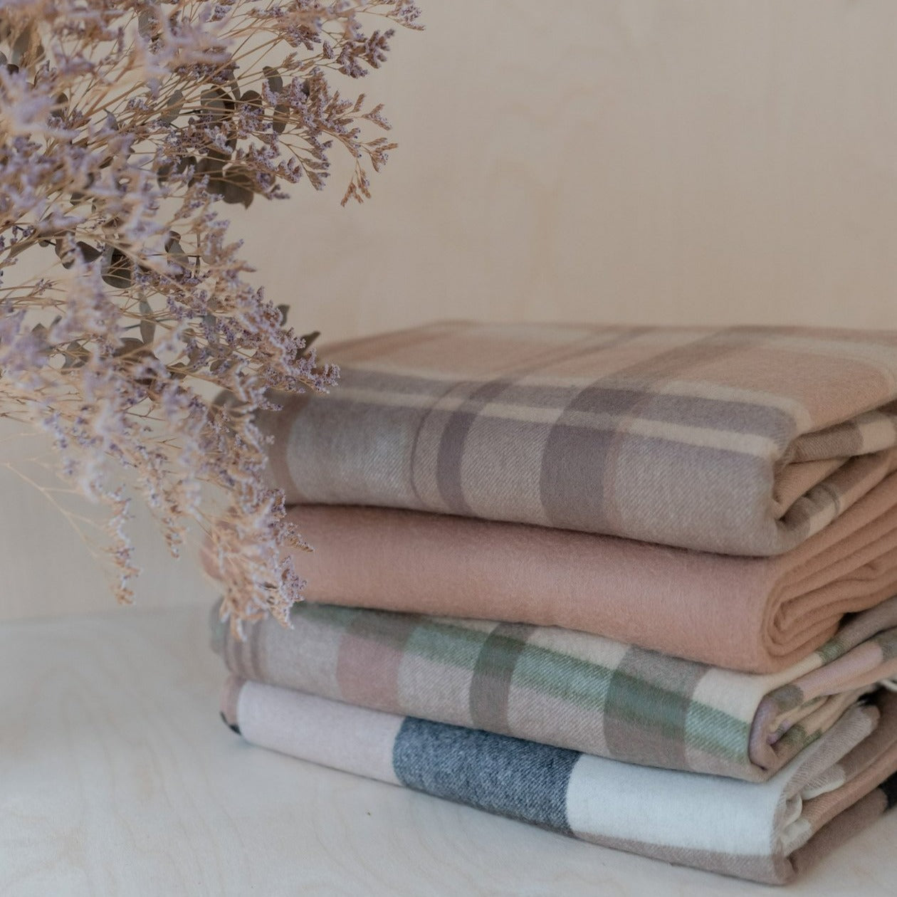 Lambswool Blanket in Neutral Multi Check