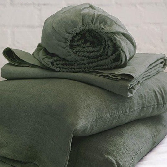 Belgian Linen King Sheet Set, Forest