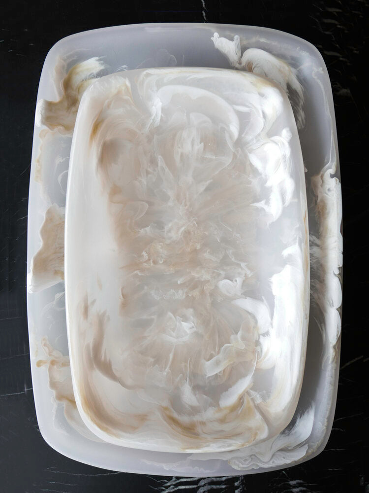 Handmade Resin Tray, Alabaster, Large