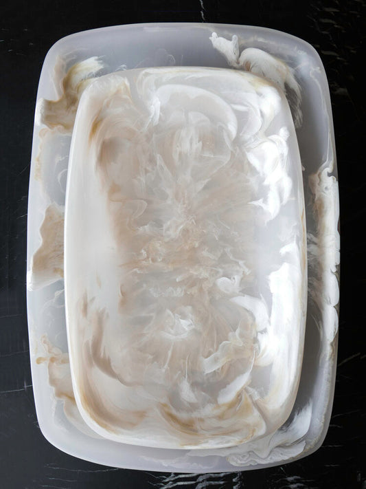 Handmade Resin Tray, Alabaster, Large