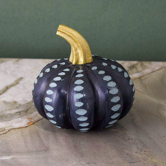 Black Carved Stone Pumpkin