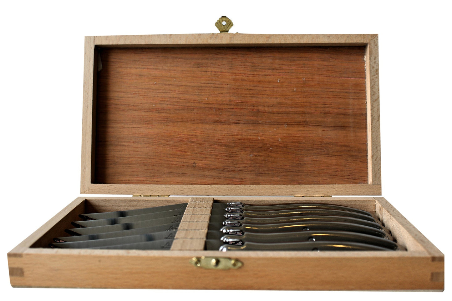 Laguiole 6 Piece Steak Knife Set, Platine Stainless Steel in Wood Presentation Box