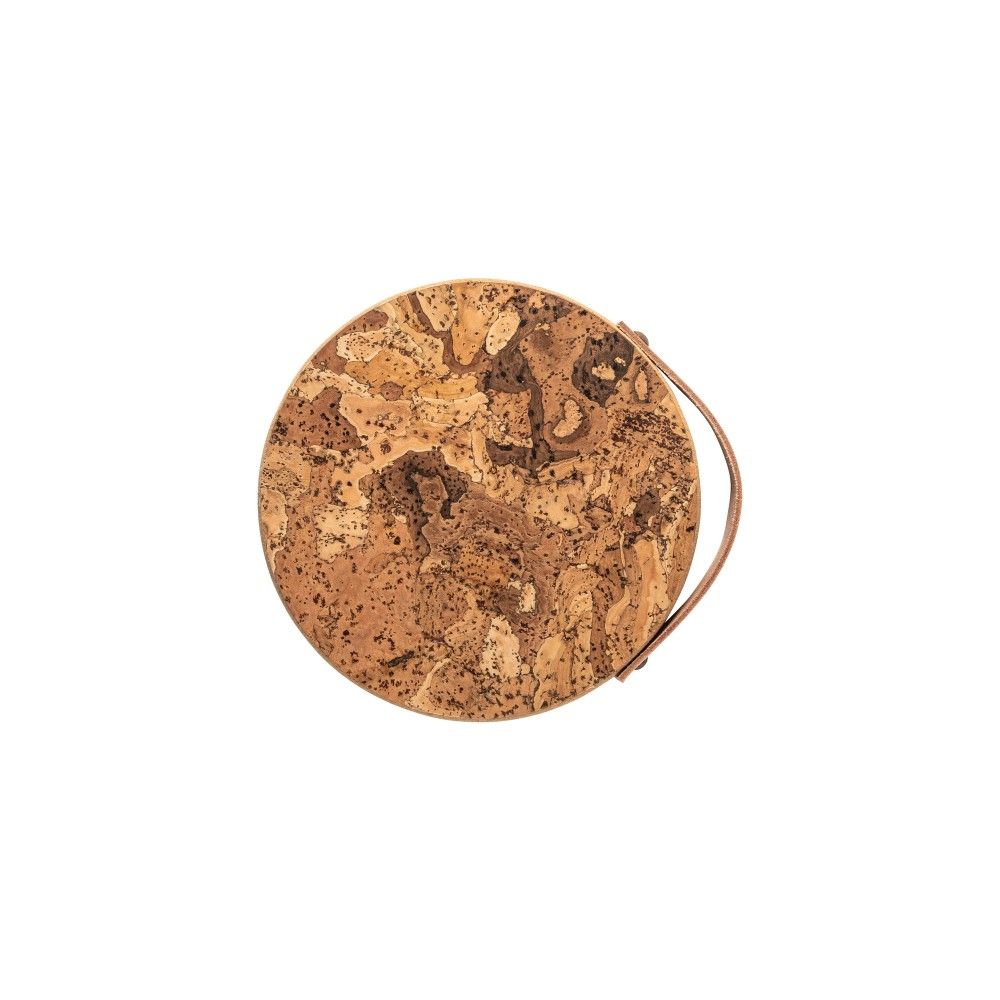 Cork Trivet with Leather Handle, Small