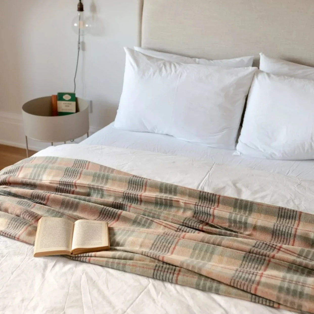 Lambswool Blanket in Seagrass Cottage Check