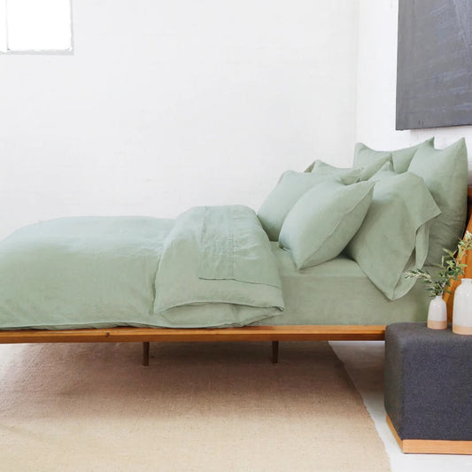 Parker Linen Queen Duvet Set, Sage