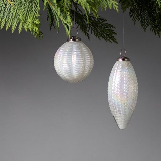 Opalescent Glass Scalloped Ornament, Set of 4