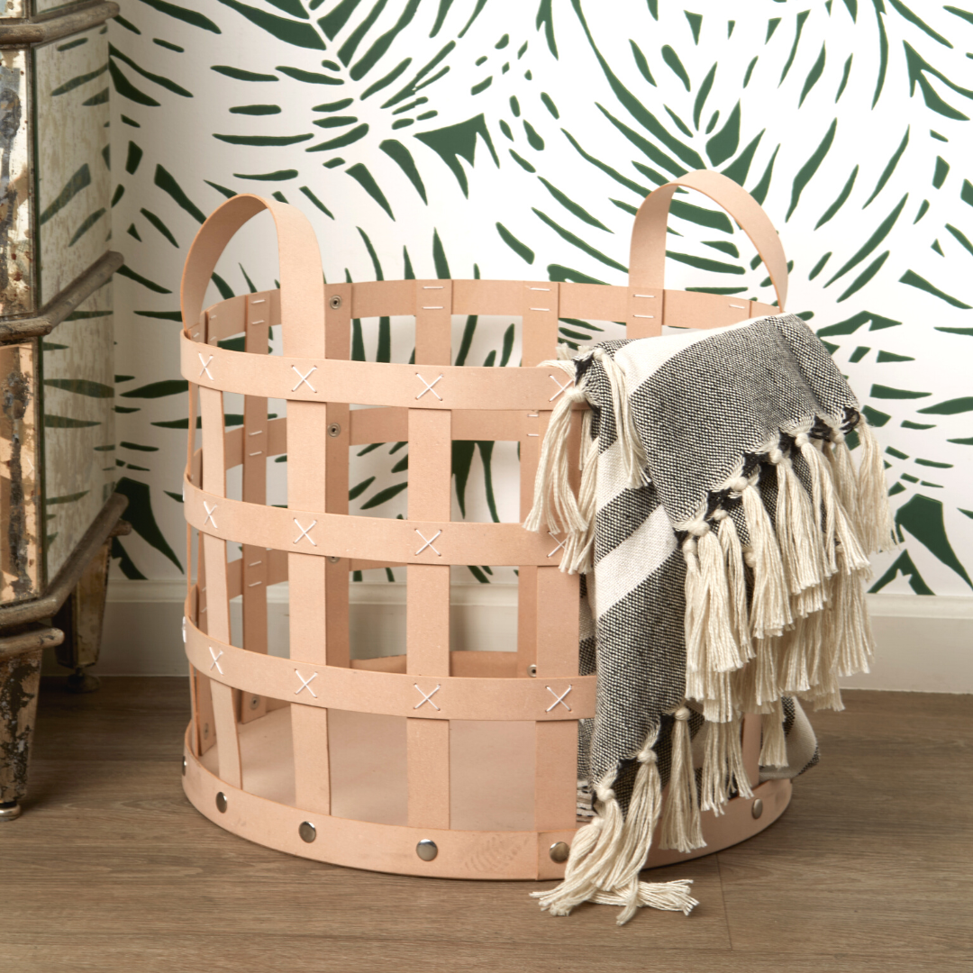 Pali Recycled Leather Floor Basket