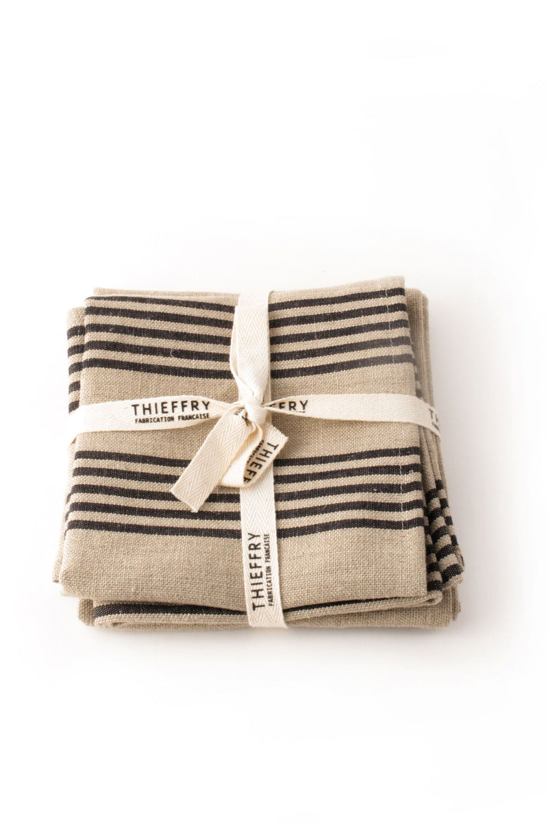 Thieffry Dish Towels Black Stripe & Natural (Set of 2)