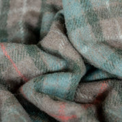 Recycled Wool Waterproof Picnic Blanket in Fraser Hunting Weathered Tartan - Brown Leather