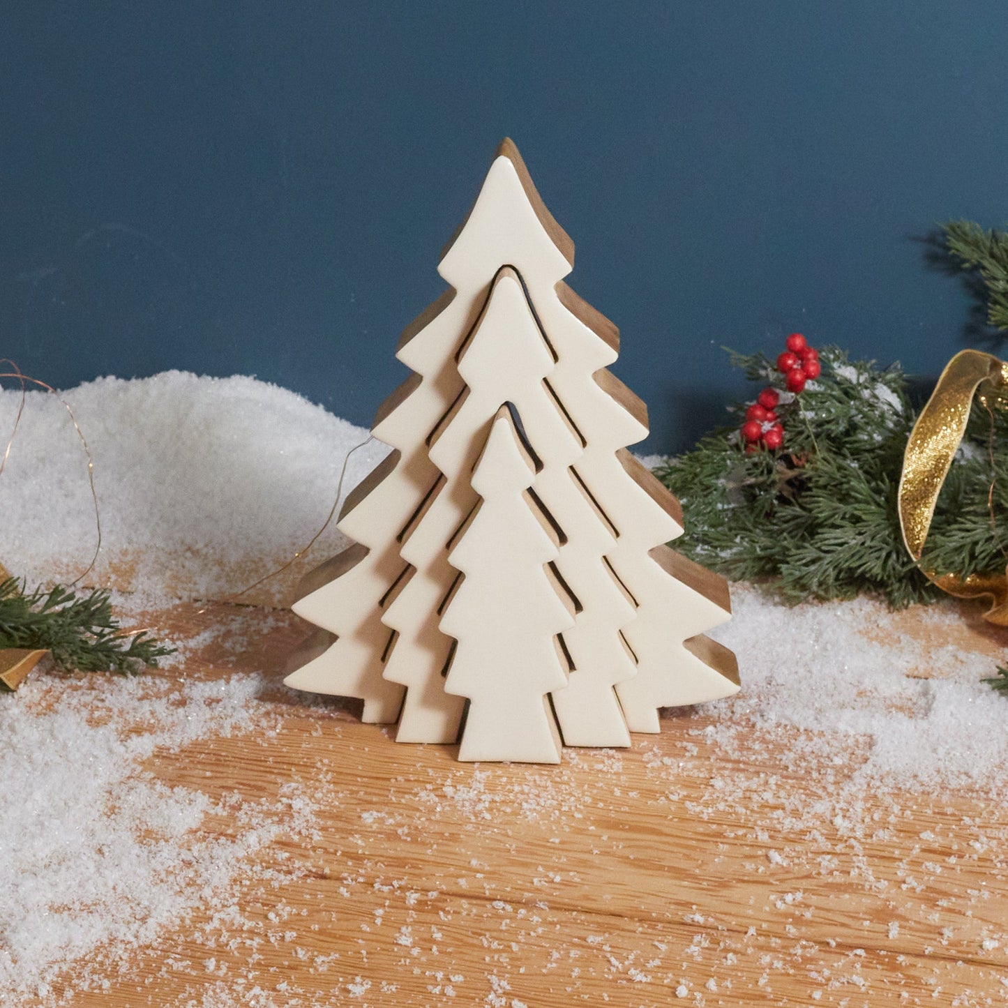 Mango Wood & Enamel Pop-Out  Tree