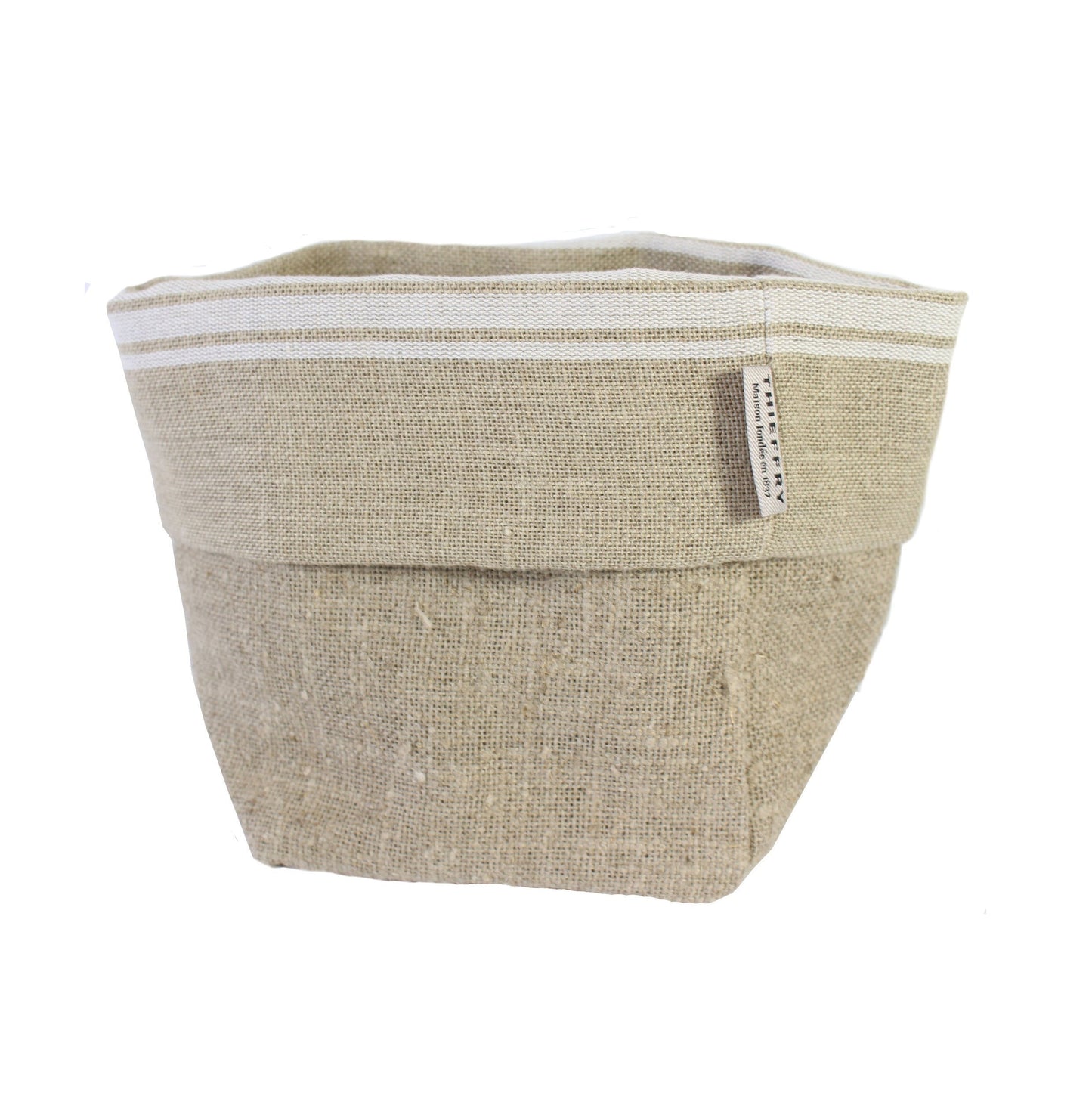 Thieffry Belgian Linen Bread Basket, White