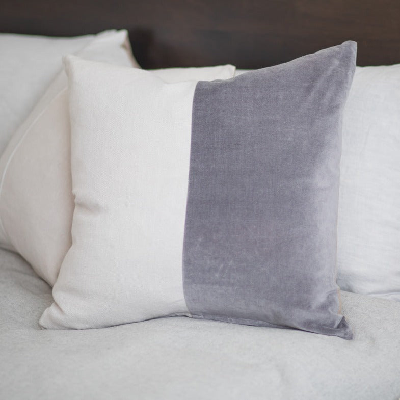 Velvet & Linen Square Pillow, Moonstone