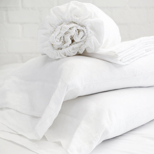 Belgian Linen Queen Sheet Set, White