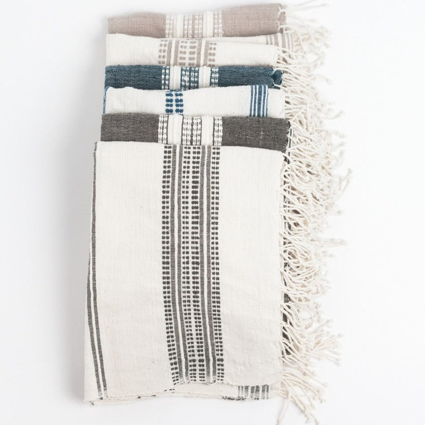Aden Cotton Hand Towel, Grey with Natural