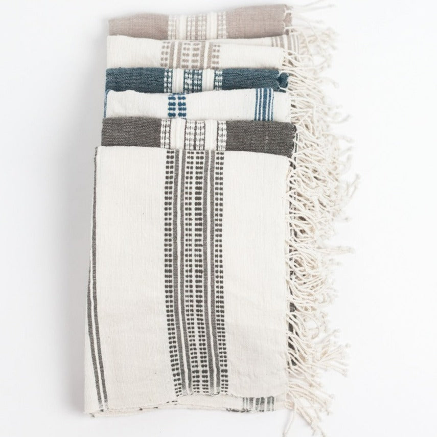 Aden Cotton Hand Towel, Stone with Natural