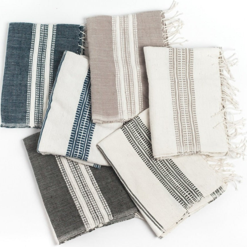 Aden Cotton Hand Towel, Grey with Natural