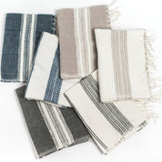 Aden Cotton Hand Towel, Natural with Navy