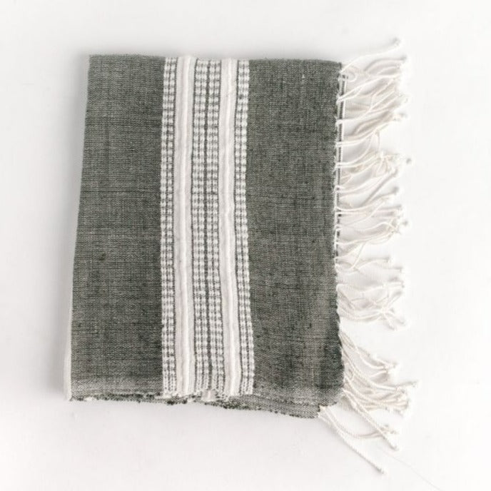 Aden Cotton Hand Towel, Grey with Natural