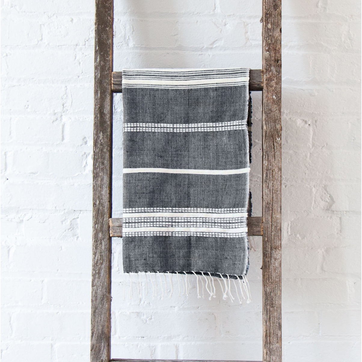 Aden Cotton Hand Towel, Grey with Natural