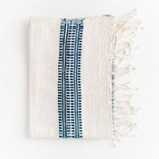 Aden Cotton Hand Towel, Natural with Navy