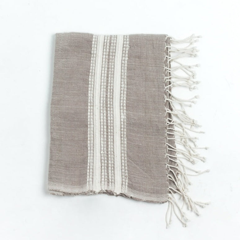 Aden Cotton Hand Towel, Stone with Natural