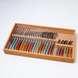 Laguiole 24 Piece Flatware Set, Rainbow in Wood Box with Acrylic Lid