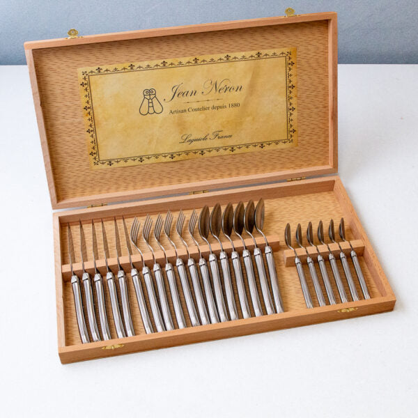 Laguiole 24 Piece Flatware Set, Platine Stainless Steel in Wood Presentation Box