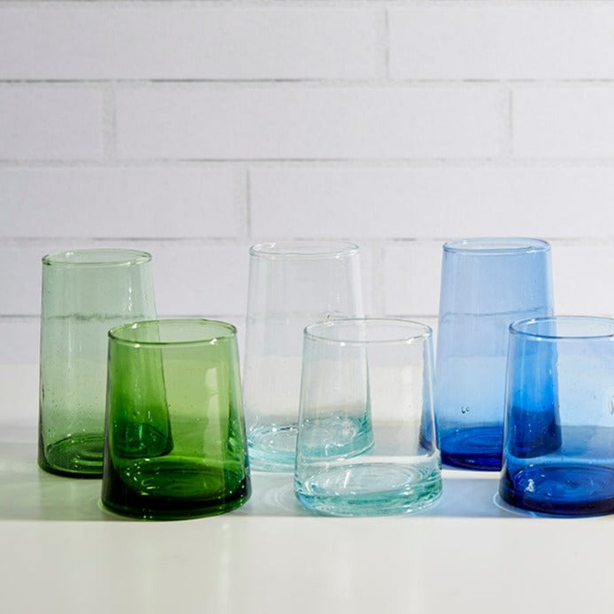 Recycled Tall Cone Glass, Blue