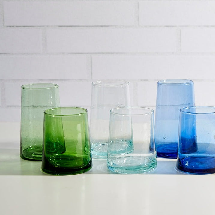 Recycled Tall Cone Glass, Clear, Set of 4