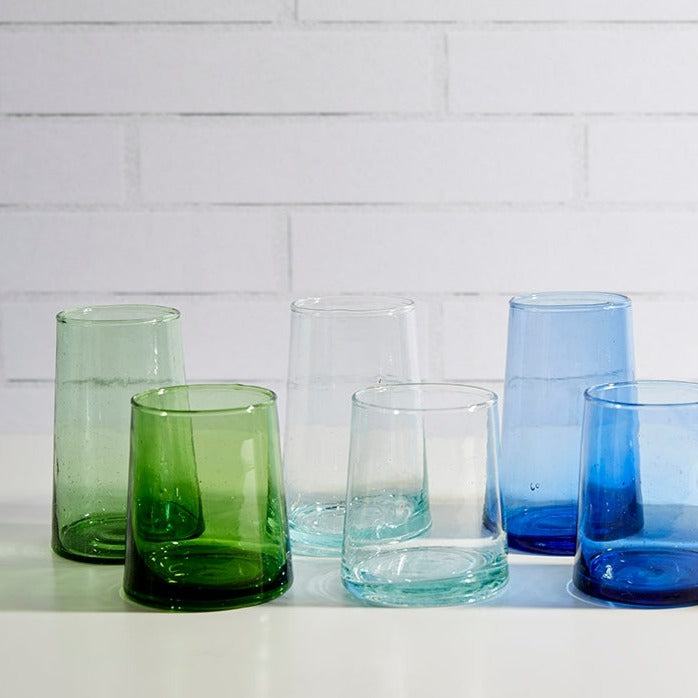 Recycled Cone Glass, Clear, Set of 4