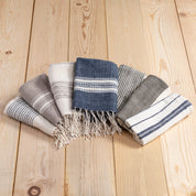 Riviera Striped Cotton Hand Towel, Natural with Blush