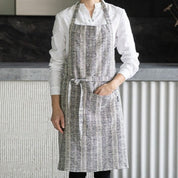 Multistripe Apron, Black and Natural