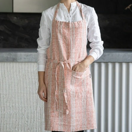 Multistripe Apron, Brick and Natural