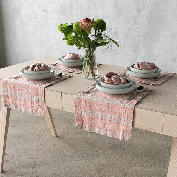 Multistripe Placemat, Brick and Natural,