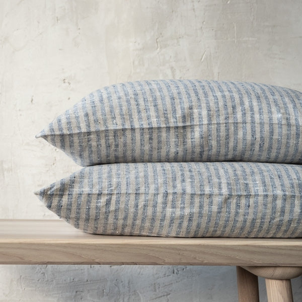 Brittany Lumbar Pillow, Indigo and Natural