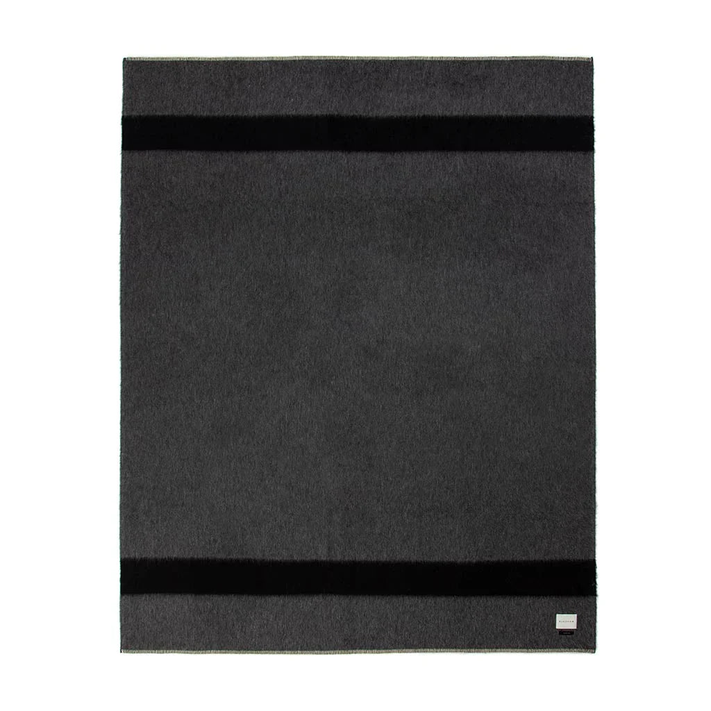 Siempre Blanket, Charcoal with Black Stripe