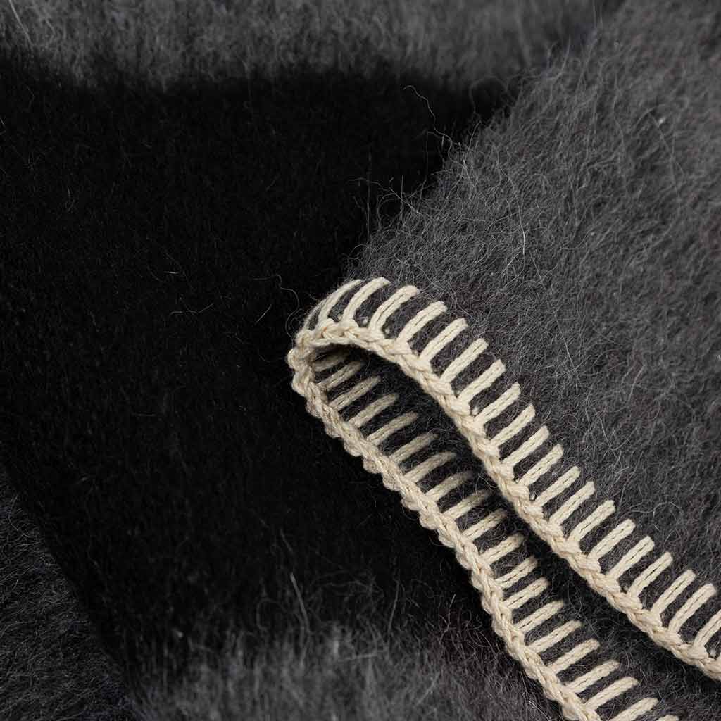 Siempre Blanket, Charcoal with Black Stripe