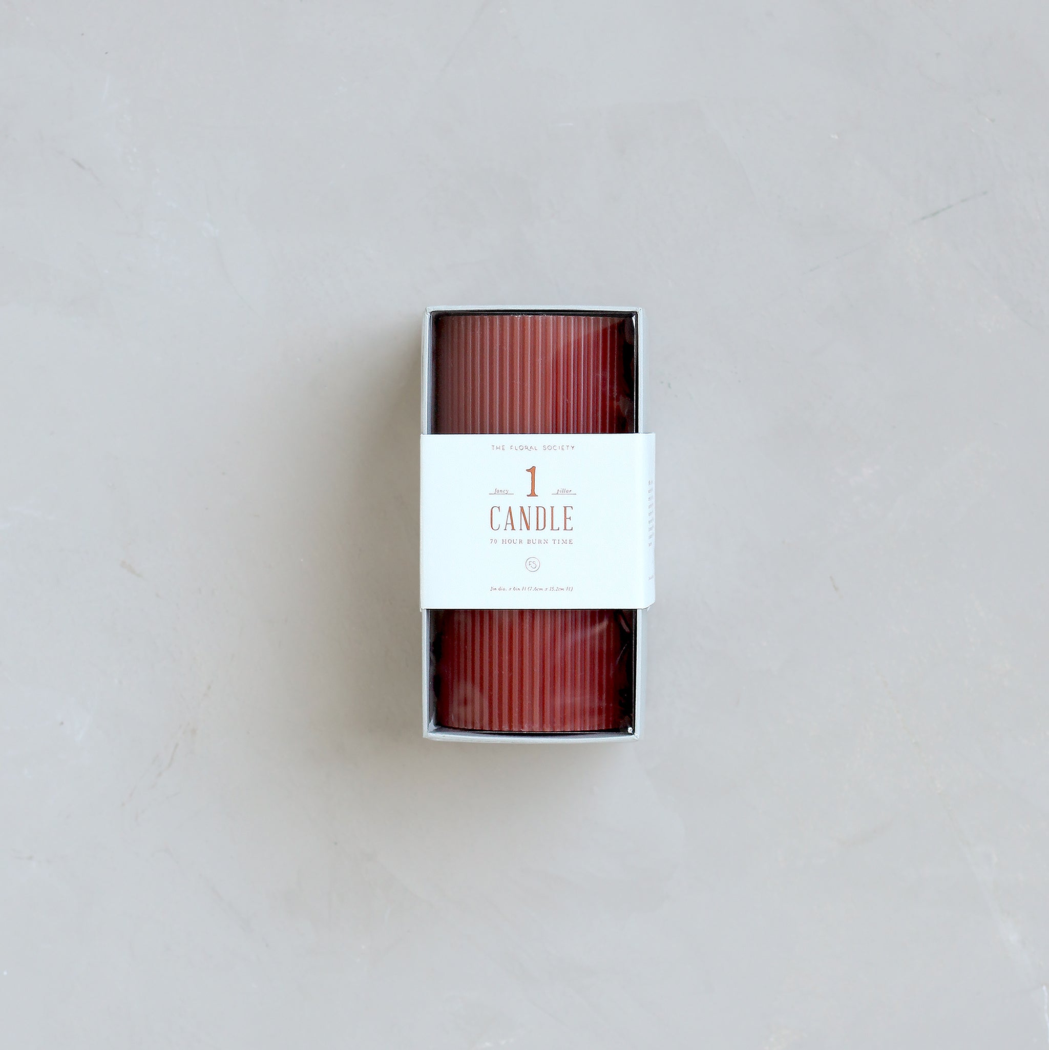 Ribbed Pillar Candle, Clay