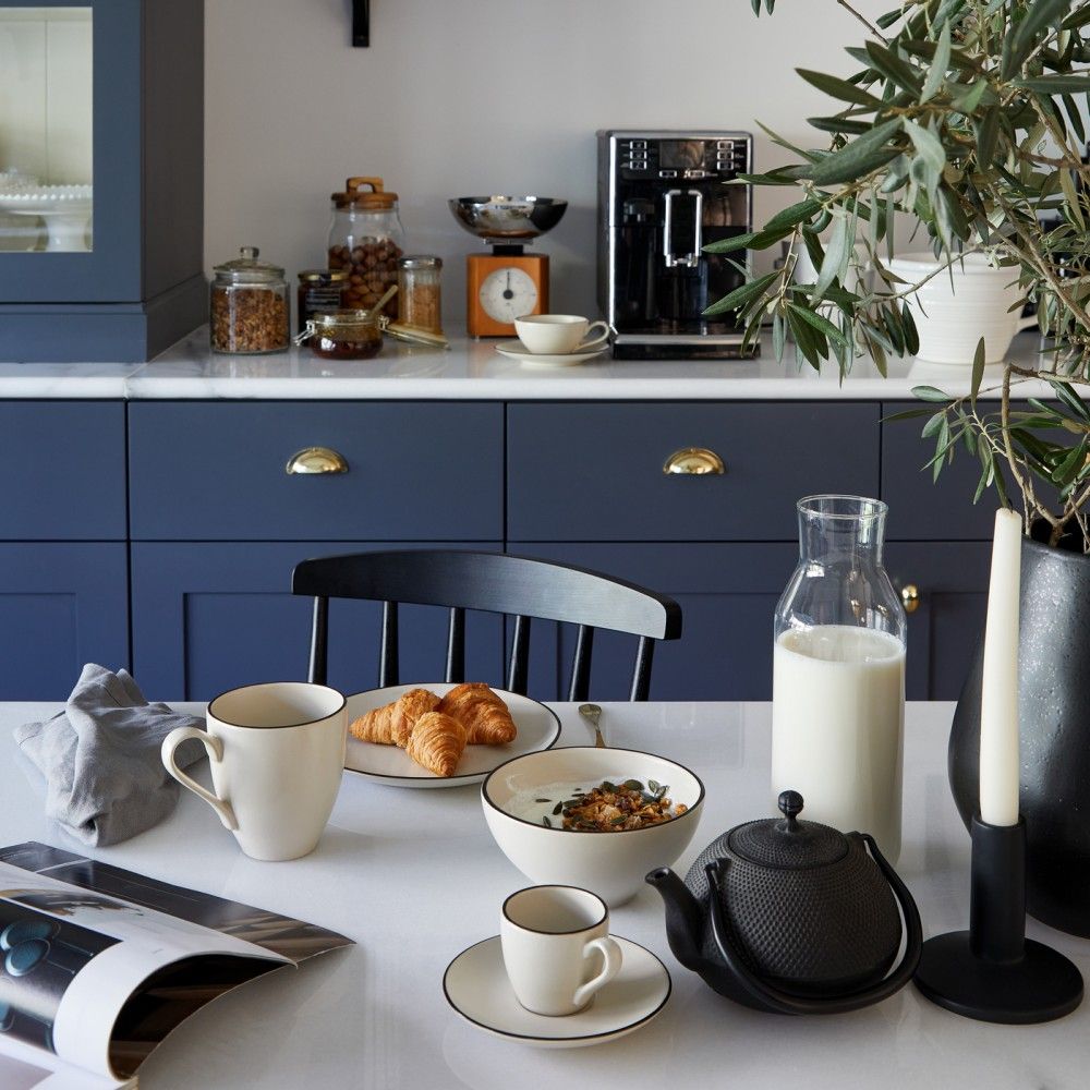 Augusta Soup/Cereal Bowl, Natural with Black, Set of 6