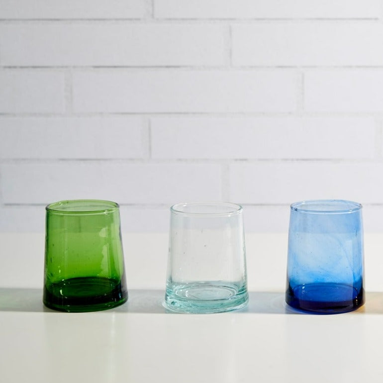 Recycled Cone Glass, Clear, Set of 4