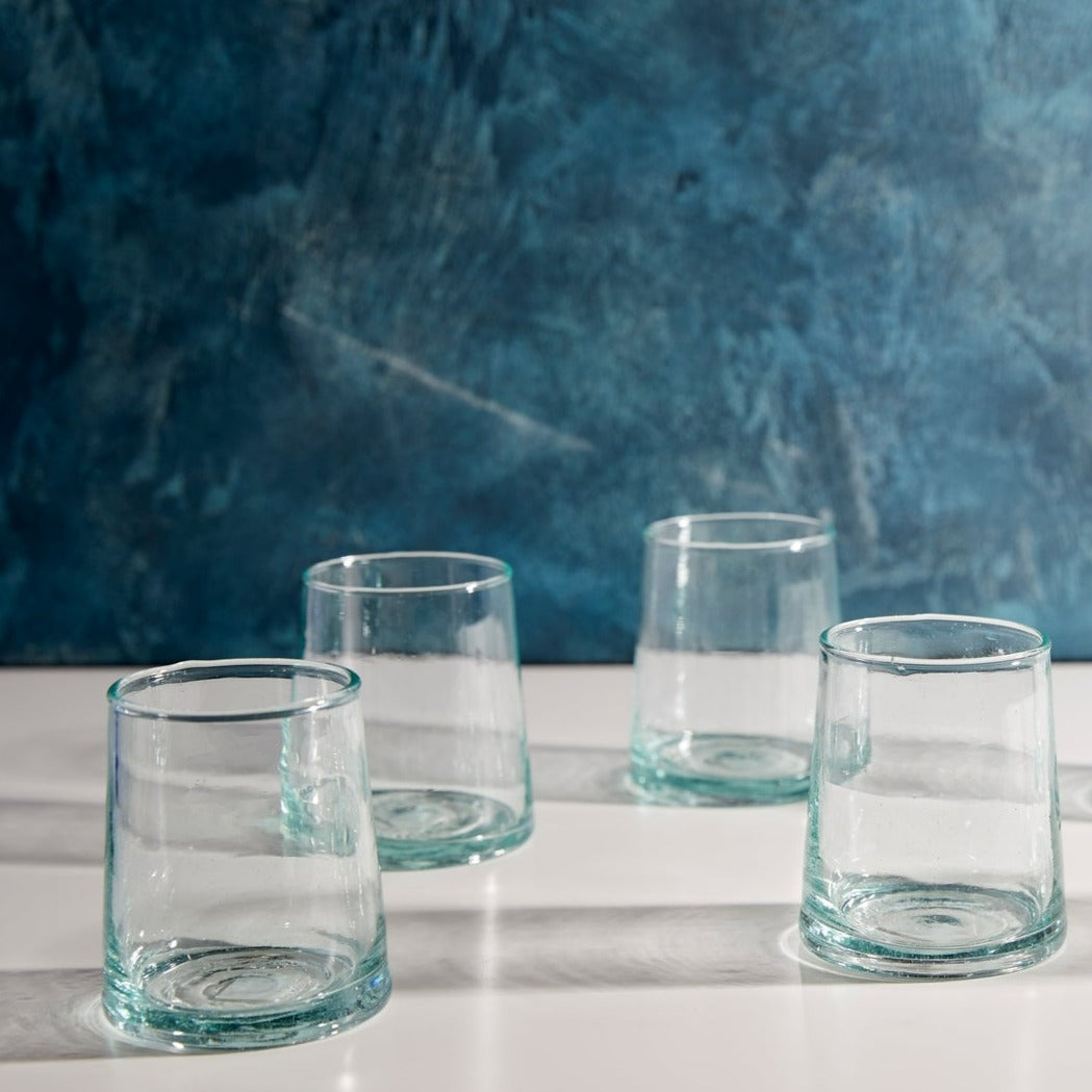 Recycled Cone Glass, Clear, Set of 4