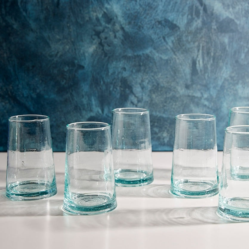 Recycled Tall Cone Glass, Clear, Set of 4