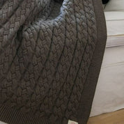 Belmont Double Cable Knit Throw, Brown