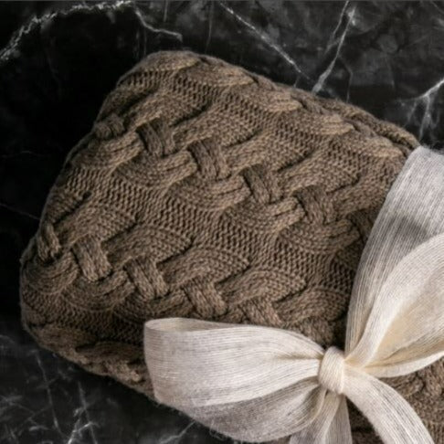 Belmont Double Cable Knit Throw, Brown