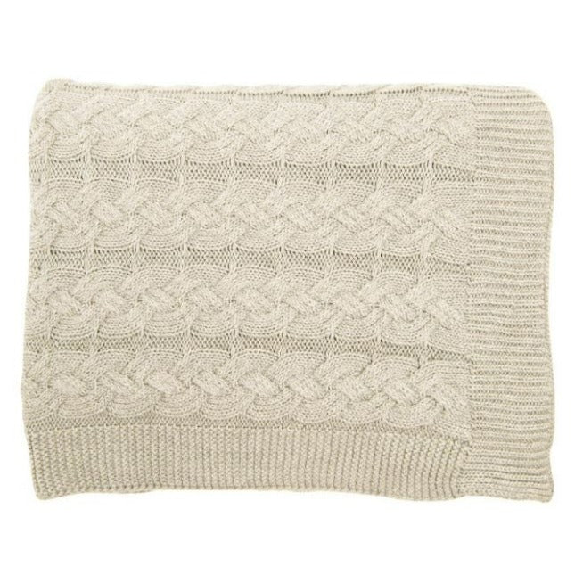 Belmont Double Cable Knit Throw, Linen
