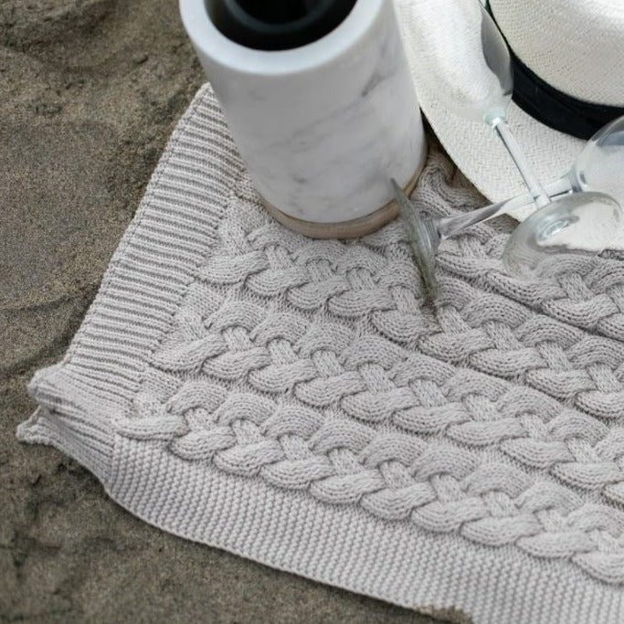 Belmont Double Cable Knit Throw, Linen
