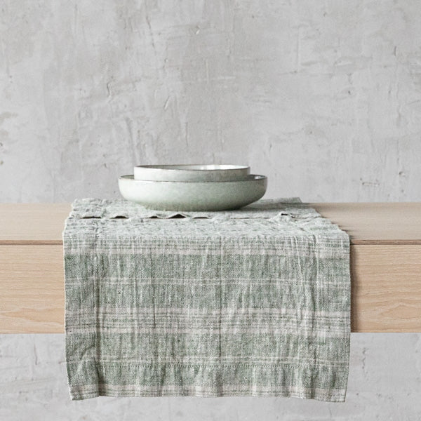 Multistripe Placemat, Forest Green and Natural,