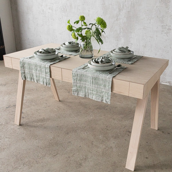 Multistripe Placemat, Forest Green and Natural,