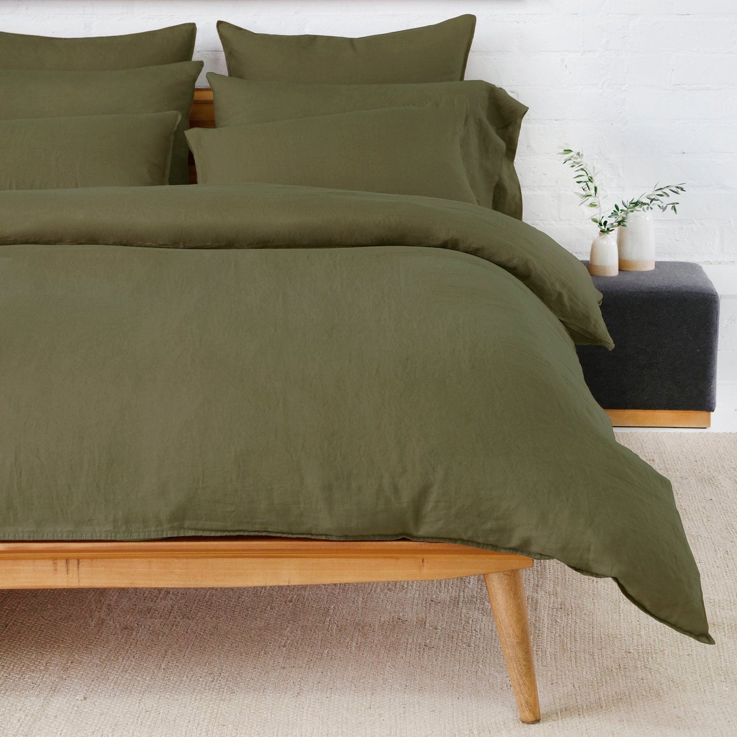 Parker Linen King Duvet Set, Forest