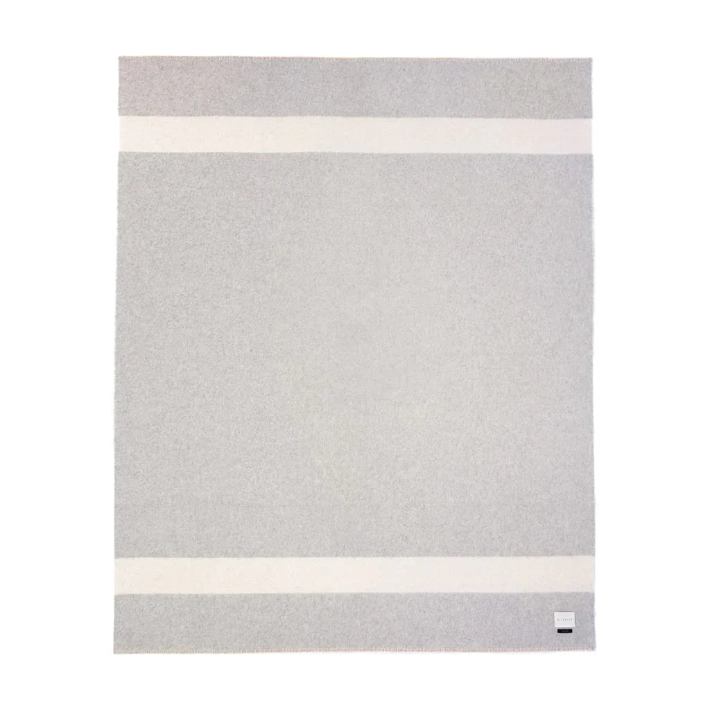 Siempre Blanket, Light Heather with Ivory Stripe